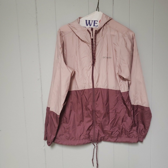 Columbia Jackets & Blazers - Columbia Womens Jacket size Small Pink Color Block Full Zip Wind Breaker Hooded